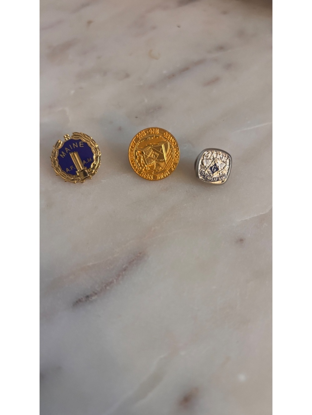 Vintage Maine Masonic Pin & Medal Lot of 3
